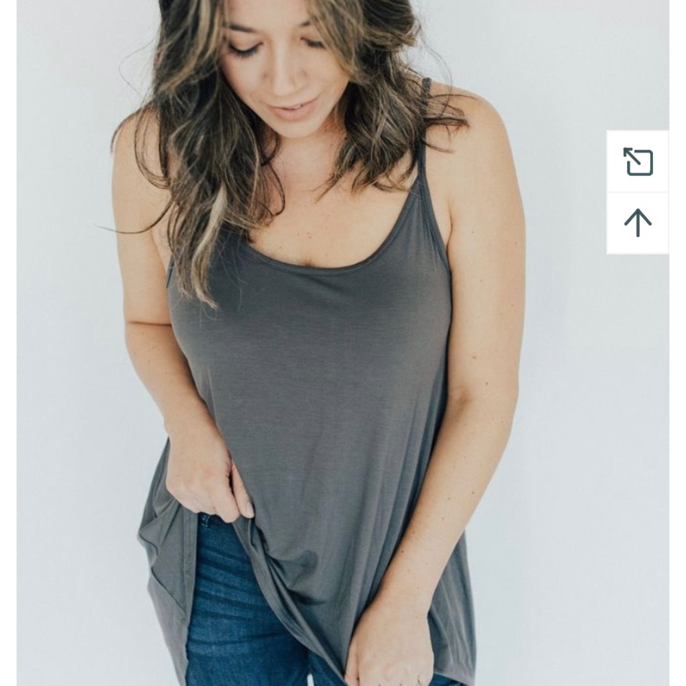CJLA’s spaghetti strap tunic in slate grey